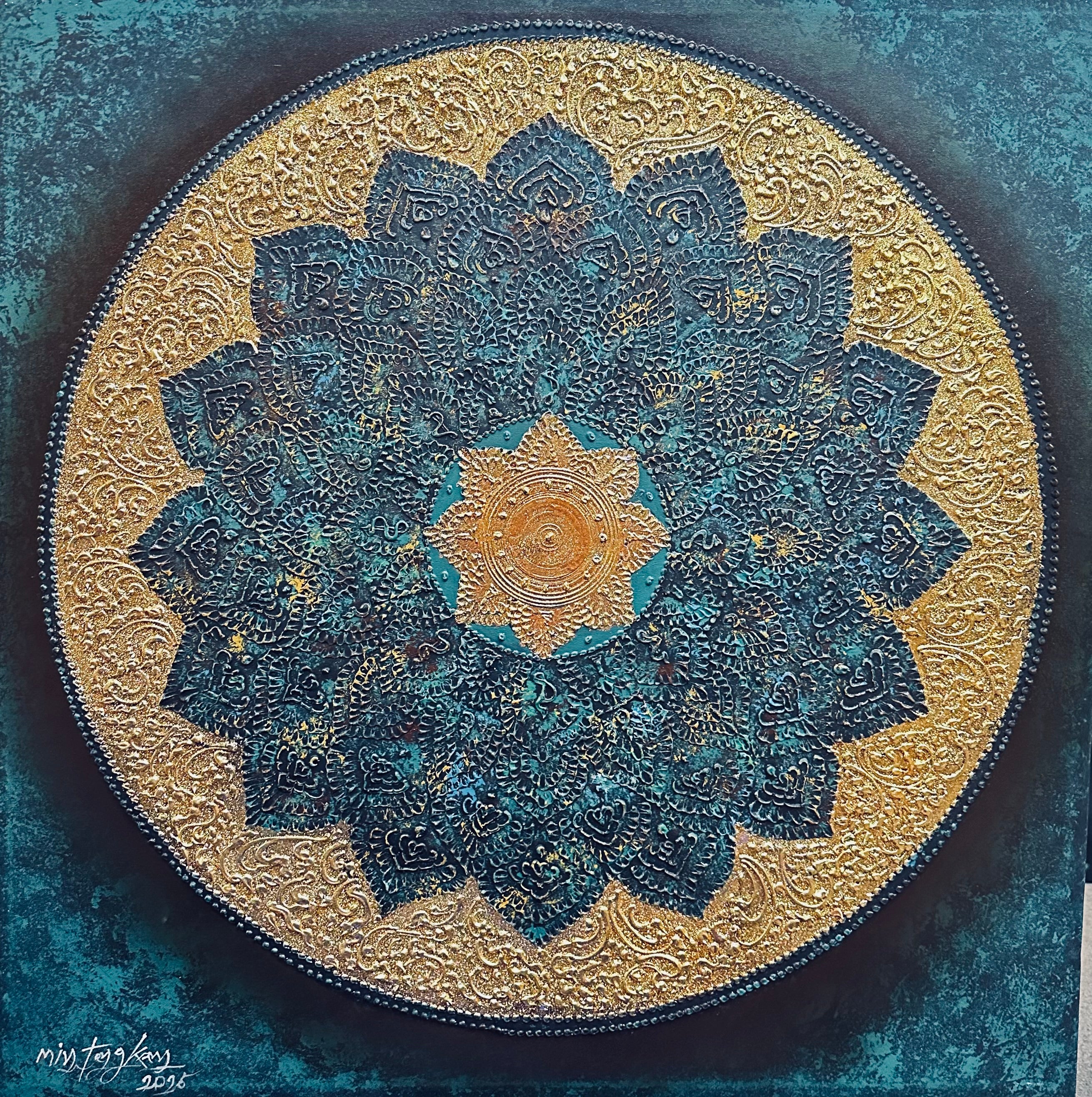 Golden Teal Mandala